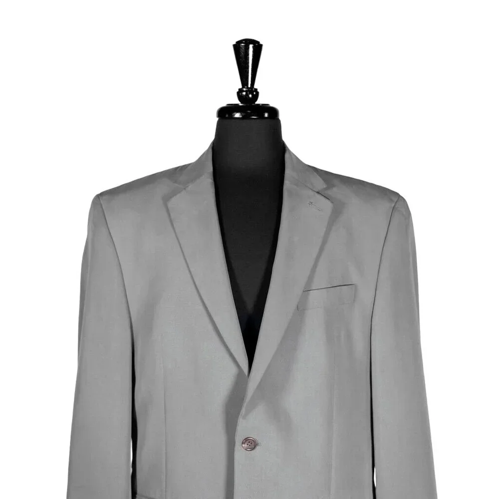 Chaps Ralph Lauren Mens Blazer Gray 2 Button Lined Suit Jacket Sport Coat 42L
